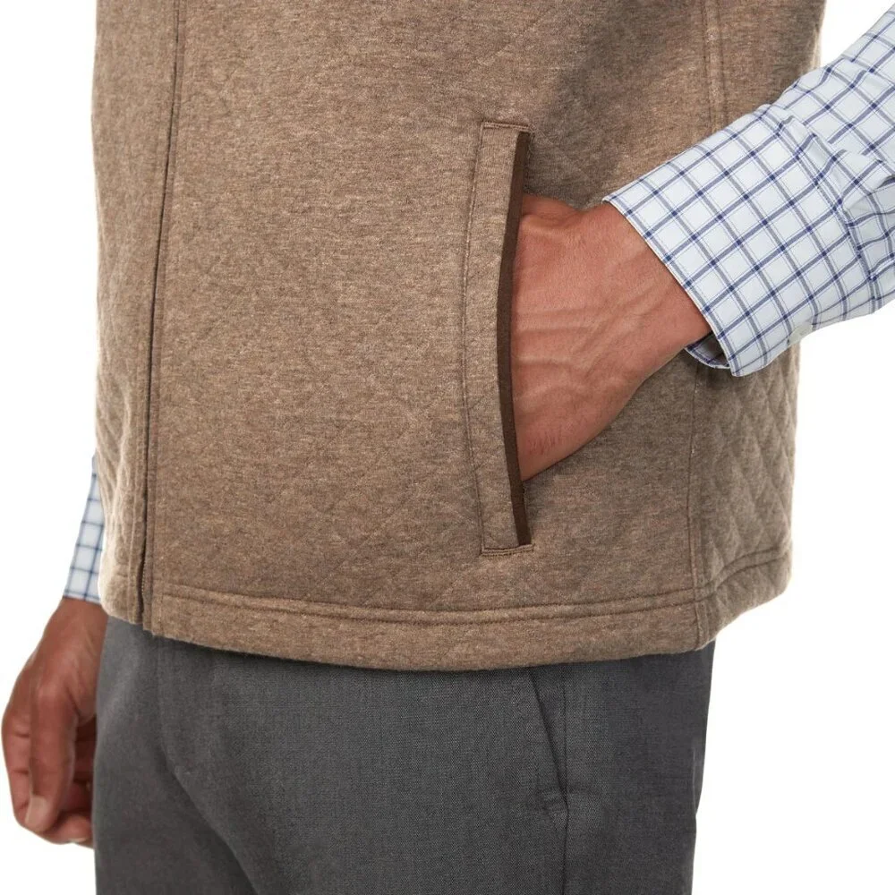 Bonobos Mens Midtown Vest Quilted Cotton Blend Tan Brown NWT